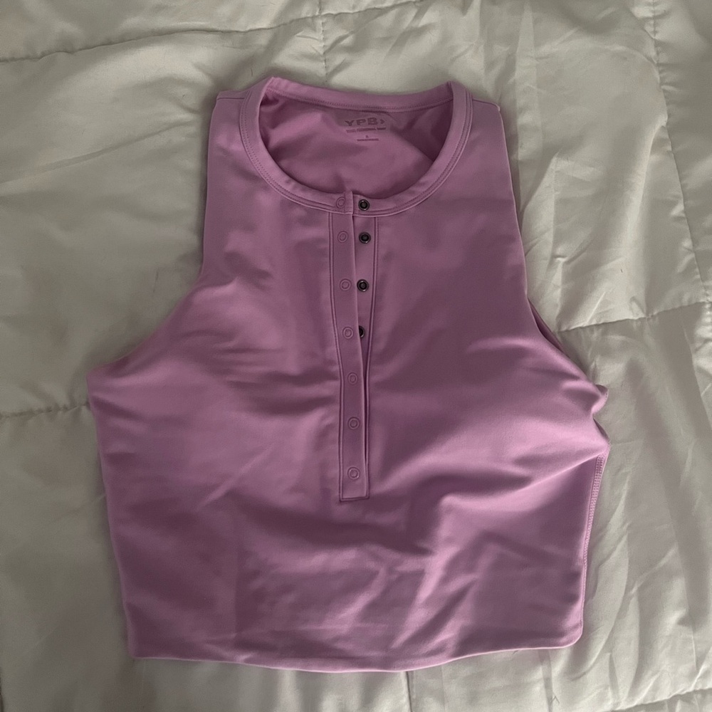 Lavender Sleeveless Button-Up Top